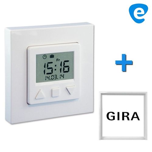 Vestamatic Smart Time Control Zeitschaltuhr + "GIRA" Zwischenrahmen nach Wahl, signalweiss