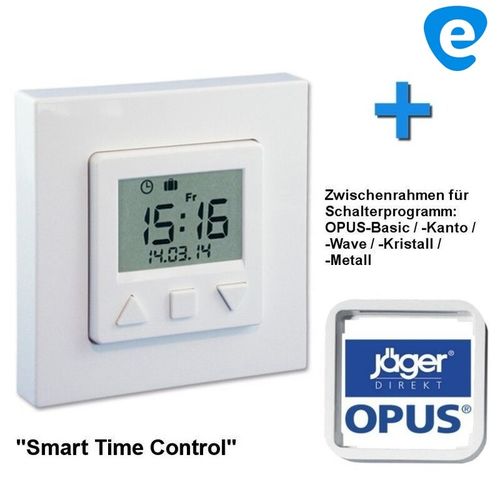 Vestamatic Smart Time Control Zeitschaltuhr + "JÄGER" OPUS-Basic etc. Zwischenrahmen, signalweiss