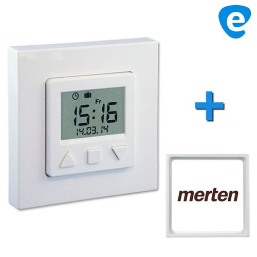 Vestamatic Smart Time Control Zeitschaltuhr + "MERTEN" Zwischenrahmen nach Wahl, signalweiss