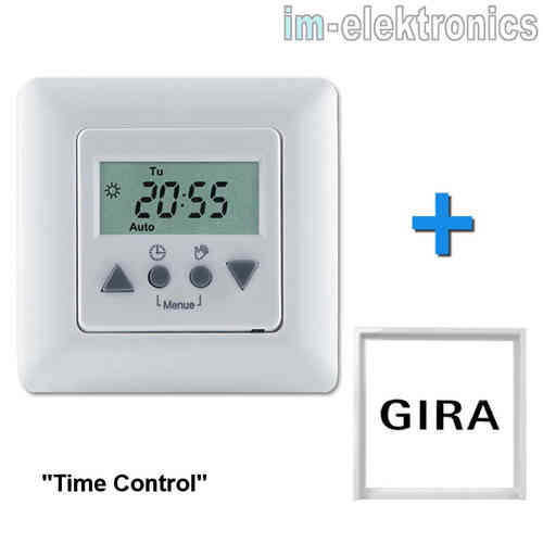 VestamaticTime Control Zeitschaltuhr + "GIRA" Zwischenrahmen nach Wahl, signalweiss