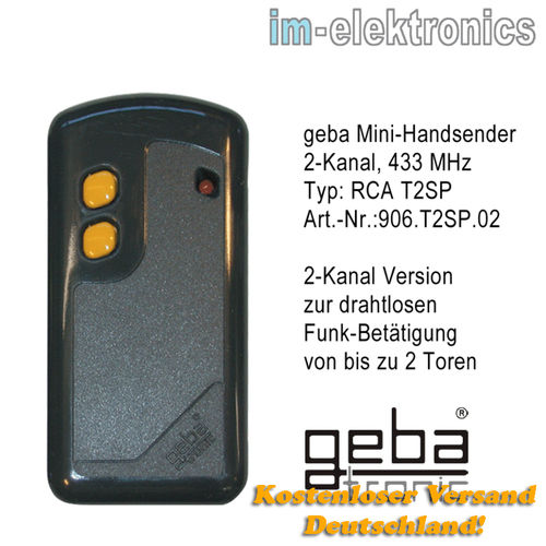 IMRCA-EURO-SL-T2, geba Mini-Handsender „RCA T2SP“, 2-Kanal, 433 MHz