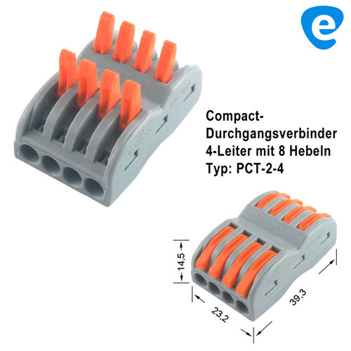 IM PCT-2-4 Compact-Durchgangsklemme PCT-2-4, 4-Leiter mit 8 Betätigungshebeln